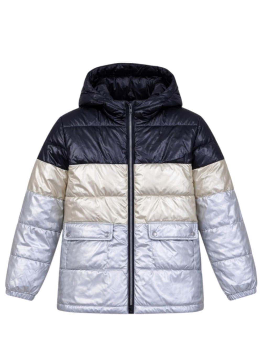 Mango Mng Kids Black Gold Silver Puffer Jacket Coat Girls Size 13 14